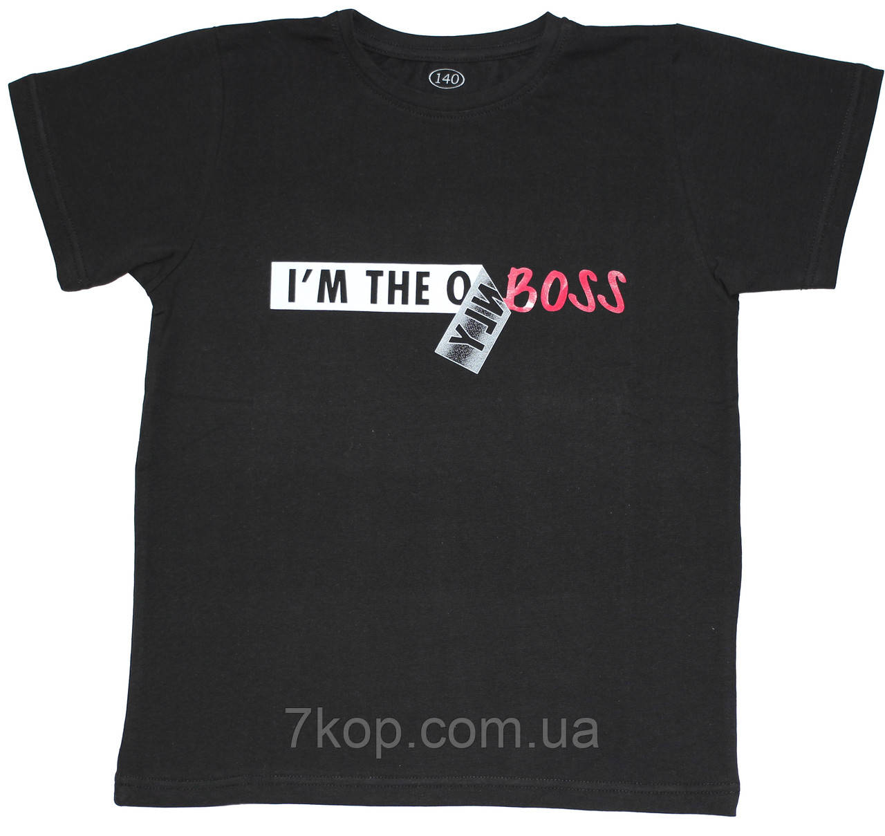 Чорна футболка для хлопчика i'm the Boss, зріст 146 см, 158 см, 164 см, Фламінго