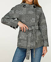 Демисезонное короткое женское пальто. Пальто молодежное демисезонное. Короткое кашемировое пальто 44, серый+узор