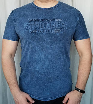 Чоловіча футболка-синій колір тканина бавовна варенка.