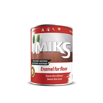 Емаль для підлоги MIKS Color ПФ-266 жовто-коричневий 0.9кг, фото 1
