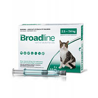 Broadline Краплі на холку від бліх, кліщів, глистів для кішок вагою від 2,5 до 7,5 кг- 1 пип.