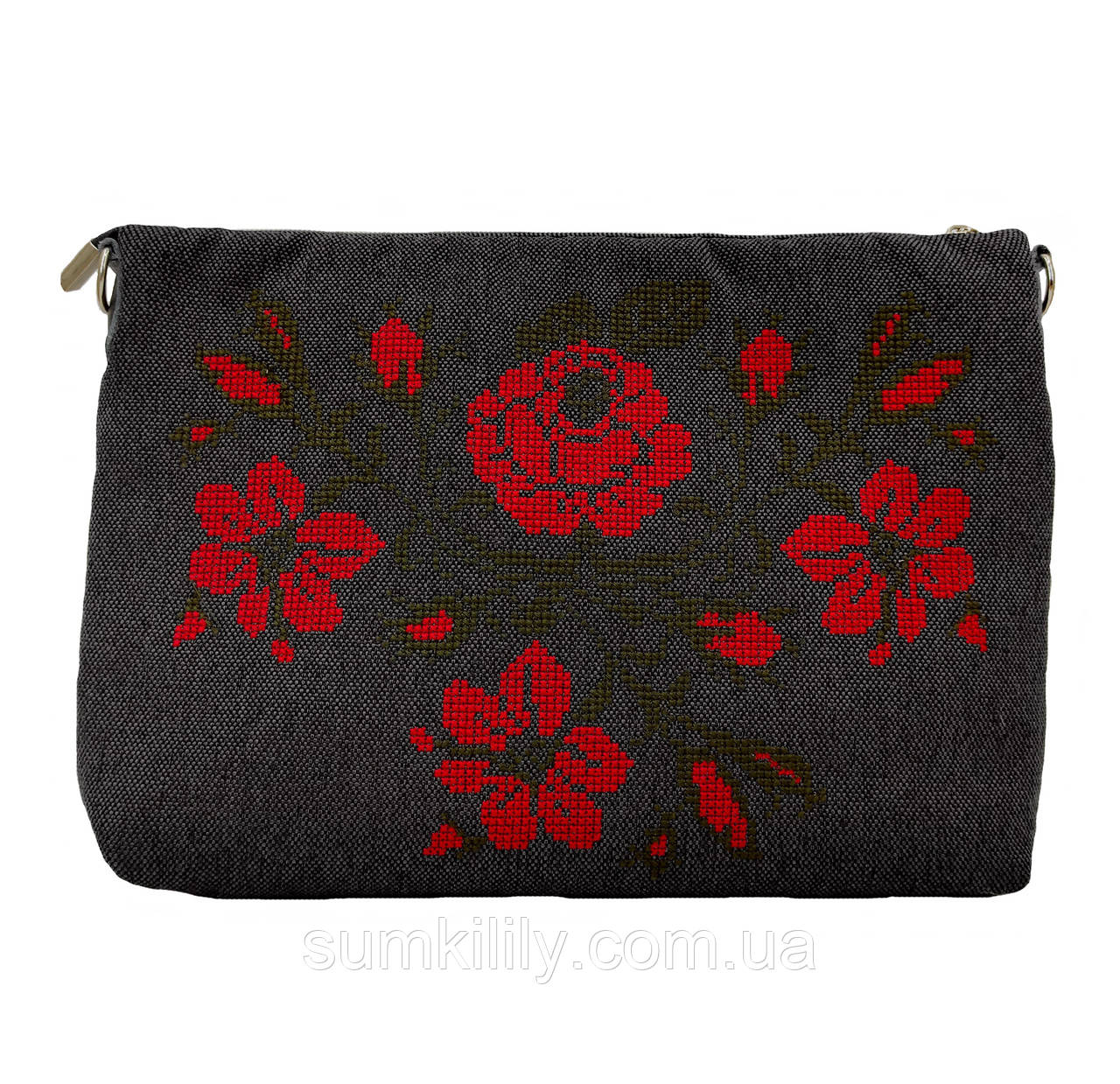 Текстильна сумка з вишивкою Троянди з ліліліями 2, фото 1