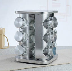 Набір для зберігання спецій і солі 12 шт / хром