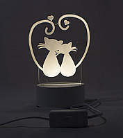 3D світильник, бра, Коти, білий (3 відтінку), 220В