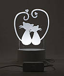 3D світильник, бра, Коти, білий (3 відтінку), 220В, фото 2
