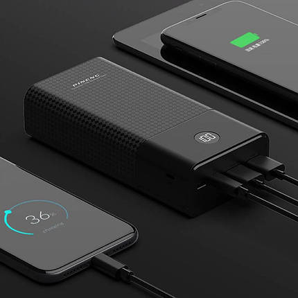 Потужний зовнішній акумулятор Power Bank Pineng PN-899 PD 30000 mAh колір чорний, фото 4