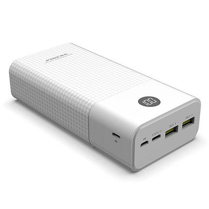 Потужний зовнішній акумулятор Power Bank Pineng PN-899 PD 30000 mAh колір білий, фото 1