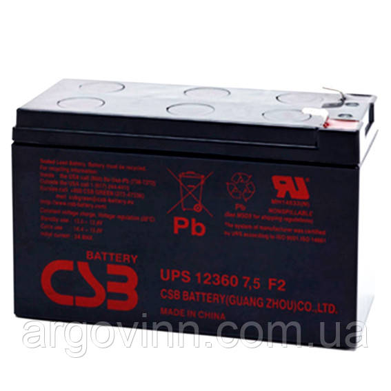 Акумуляторна батарея CSB UPS12360, 12V 7Ah (151х65х94мм)