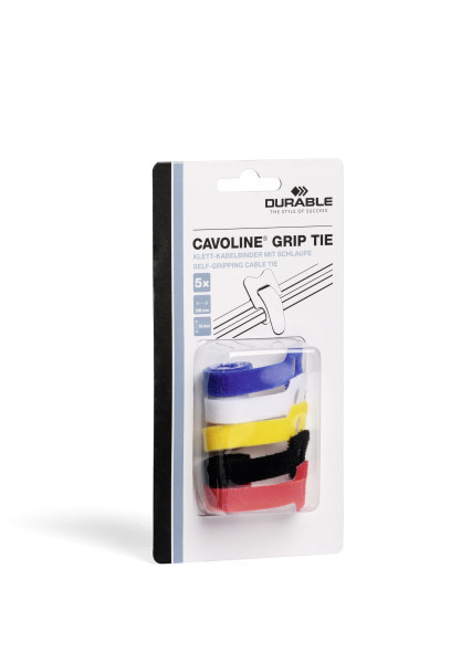 Фіксатори для стягування дротів на липучці 20 см х 1 см різнобарвні (5 шт) CAVOLINE DURABLE, фото 1