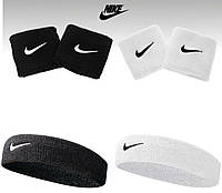 Набор повязка на голову Nike Swoosh Headband 1 шт., напульсники Nike Swosh Wristbands 2 шт. (N.NN.07.101.OS.1)