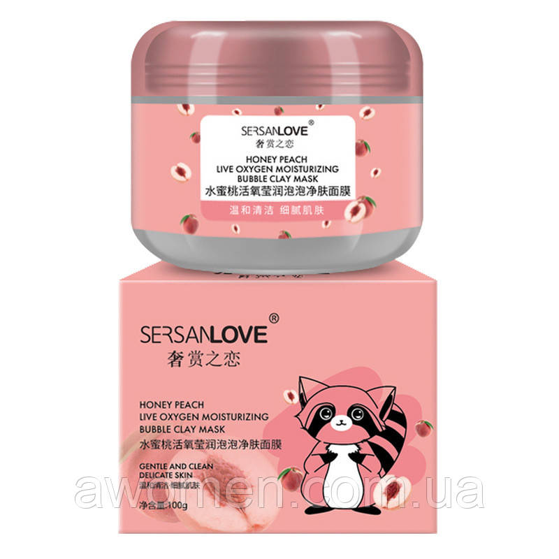 Уценка! Киснева маска Sersanlove Honey Peach Bubble Mask з екстрактом меду та персика 100 g (не герметично), фото 1