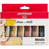 Краски акрил Royal Talens AMSTERDAM METALLIC набор 6штх20мл (8712079451110)