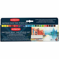 Краски чернильные Derwent Inktense Paint Pan набор 24шт с кисточкой и резервуаром (5028252594561)