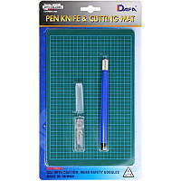 Нож макетный Dafa для моделирования 2009B +коврик самовосстанавливающийся, 10 сменных лезвий (4823100241076)