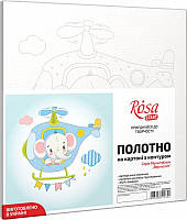 Холст на картоне с контурoм Rosa Start Вертолет 20х20см акрил хлопок (4823098512394)
