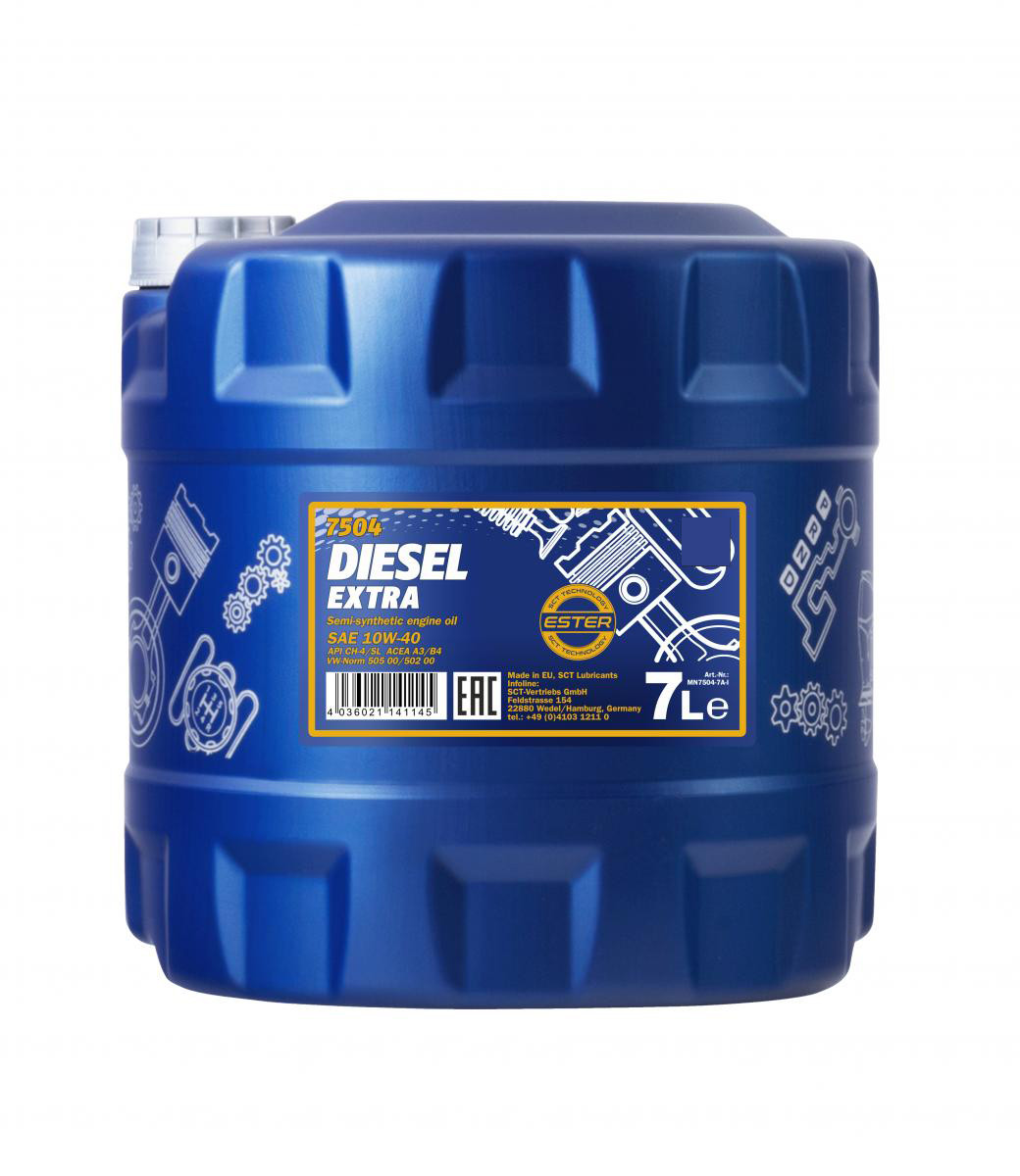 Моторне масло Mannol 7504 DIESEL EXTRA 10W-40 7л дизельне напівсинтетичне