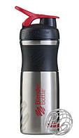 Спортивна пляшка-шейкер BlenderBottle SportMixer Stainless Steel Red 820ml (з нержавіючої харчової сталі)alleg