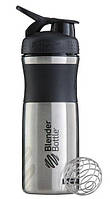 Спортивна пляшка-шейкер BlenderBottle SportMixer Stainless Steel Black 820ml (з нержавіючої харчової