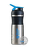 Спортивна пляшка-шейкер BlenderBottle SportMixer Stainless Steel Cyan 820ml (з нержавіючої харчової