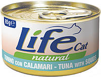 22575 LifeCat Тунец с кальмарами в соусе, 85 гр