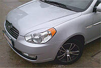 Реснички на фары Hyundai Accent 2006-2010 / Хюндай Акцент 2006-2010 (стеклопластик, под покраску)