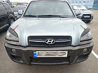 Реснички на фары Hyundai Tucson 2004-2010 Верхние / Хюндай Туксон 2004-2010 (стеклопластик, под покраску)