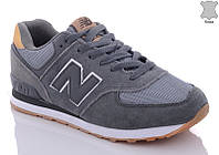 Женские кроссовки New Balance 574 комбинированные замша/сетка темно-серые р 36.