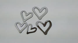 Набір дзеркальний пластик сердечок срібло в наборі 5 шт.