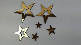 Набір акрилових зірочок золото в наборі 6 шт.