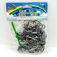 Гумки для плетіння 200 шт половинки сіро-чорні