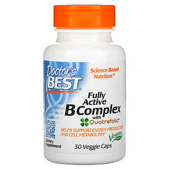 Комплекс активних вітамінів групи B з Quatrefolic Doctor's Best Active B Complex 30 рослинних капсул