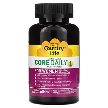 Мультивітаміни для жінок Country Life Core Daily-1 Multivitamin Women 60 таблеток
