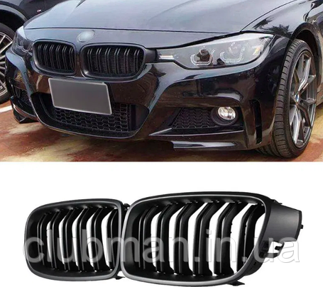 Решітка радіатора BMW (БМВ) 3 series (F30) 2012-2019 Матова 2 ребра, фото 2
