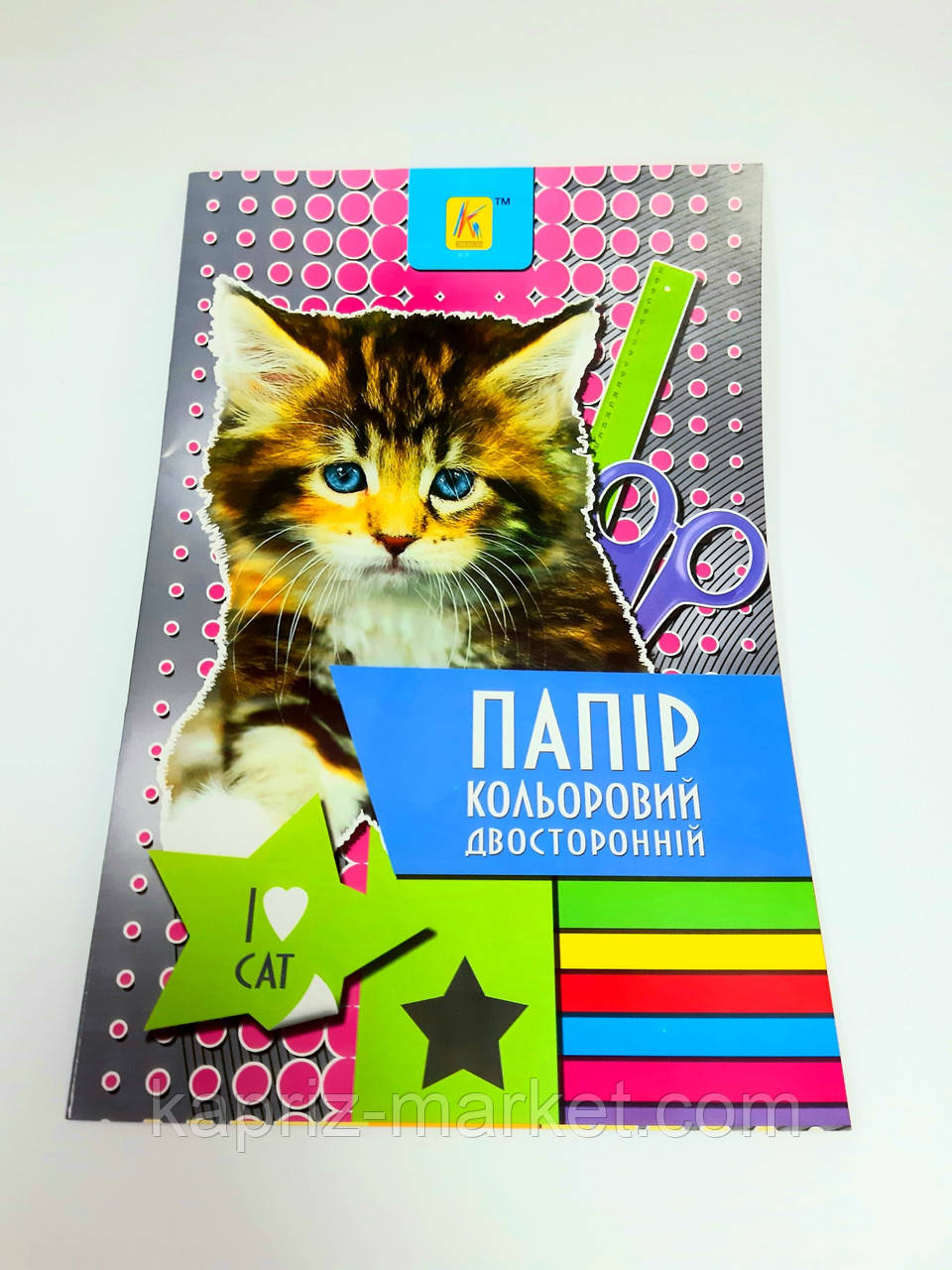 Папір кольоровий двосторонній А4 16 аркушів( 8 кольорів), 70 г/м2