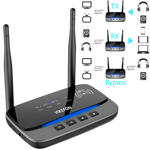 Bluetooth 5.0 аудіо приймач передавач 80м aptX HD SPDIF VIKEFON BT-B21