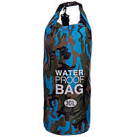 Гермомешок с плечевым ремнем Waterproof Bag 30л TY-6878-30 Син. камуфляж