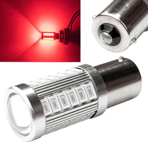 LED 1156 BA15S P21W лампа в автомобіль, 33 SMD 5630, червоний, фото 1