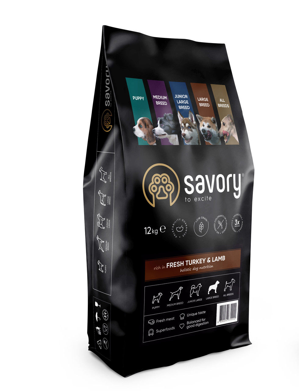Сухий корм Savory Large Breeds rich in Fresh Turkey & Lamb для собак великих порід з індичкою та ягням 12 КГ