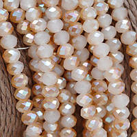 Бусини кришталь рондель 6х4 мм 90 шт. шампань матовий із гальванічним покриттям