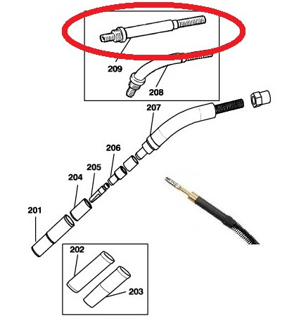 Гусак кут 0° з подвійним коліном до МІГ/МАГ Пальників PSF 305/410w ESAB, фото 1