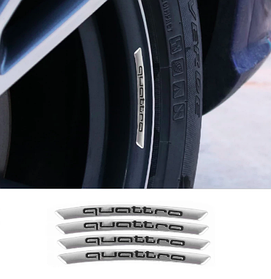 Наклейки на диски Quattro AUDI (АУДІ)  на колеса Сріблясті
