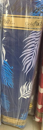Тканина для постільної білизни 220 см на метраж Бязь "Gold" Lux GL1551A синя з пір'ям, фото 2