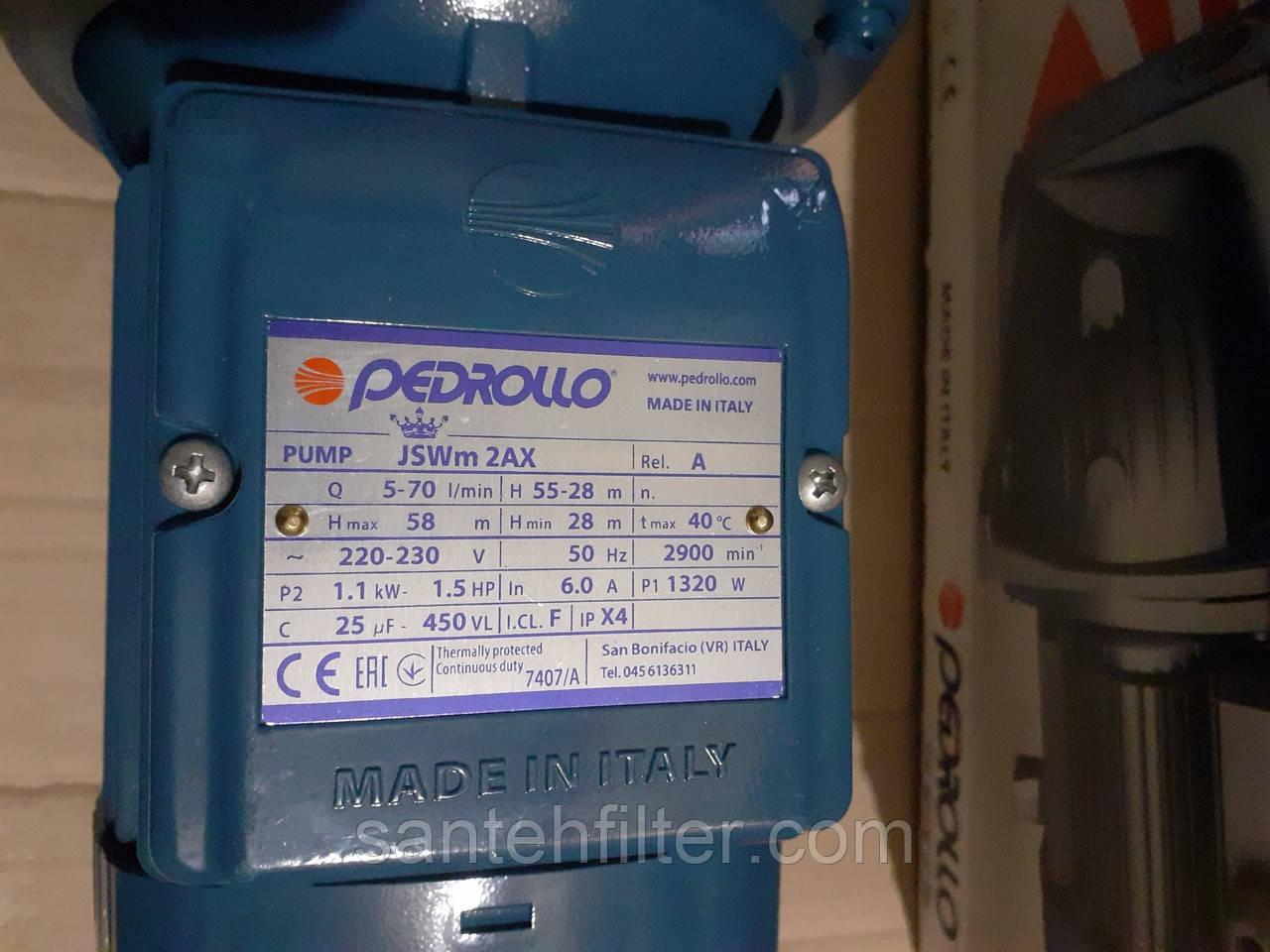 Pedrollo JSWm 2AX 1.1kW (пр-во Италия) насос для воды бытовой поверхностный,центробежный,самовсасыв - фото 4 - id-p231222876