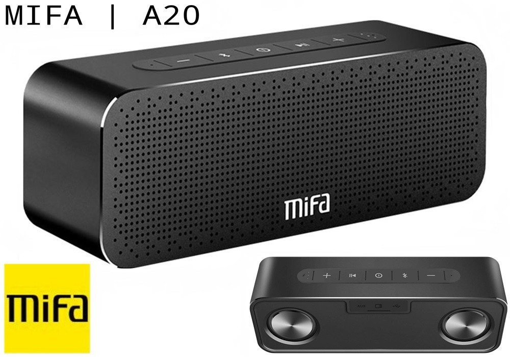 Портативна колонка Mifa A20 Black 30W у металевому корпусі / AUX / MicroSD / TWS / Bluetooth / Super Bass