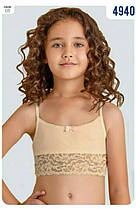 Топік трикотажний з мереживом для дівчинки "Гламур" TM Baykar, Туреччина оптом. Розмір 3 (122-128 см) беж