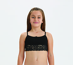 Топік трикотажний із мереживом для дівчинки "Гламур" TM Baykar, Туреччина гуртом. Розмір 3 (122-128 см) чорний