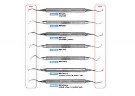 Кюрета Gracey IMPGR -SET, імплантологічна (набір - 7 шт.), м'який титан, двостороння, металева ручка.