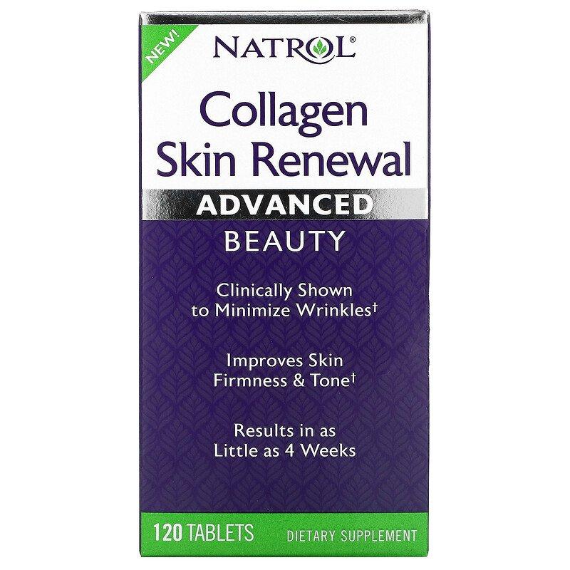 Колаген з вітаміном с, Natrol "Collagen Skin Renewal" тип 1 і 3, 2500 мг (120 таблеток)