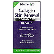 Колаген з вітаміном с, Natrol "Collagen Skin Renewal" тип 1 і 3, 2500 мг (120 таблеток)