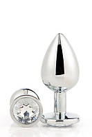Анальна пробка з каменем Gleaming Love Silver Plug S